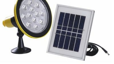 Solar LED light with its photovoltaic panel and connecting cable